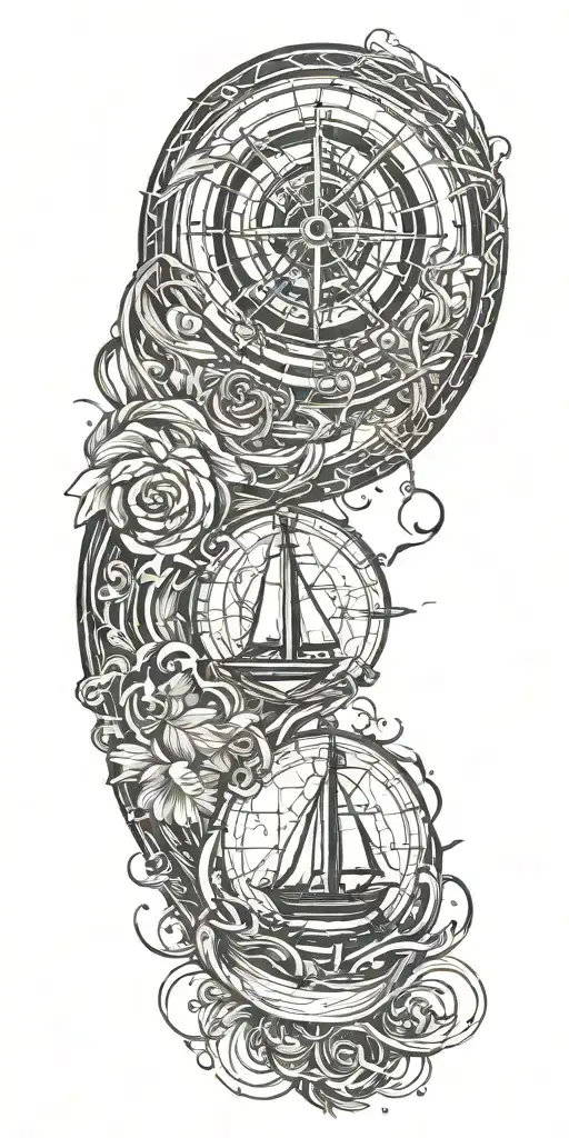 nautical elements incorporated tattoo design idea