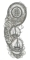 nautical elements incorporated tattoo design idea