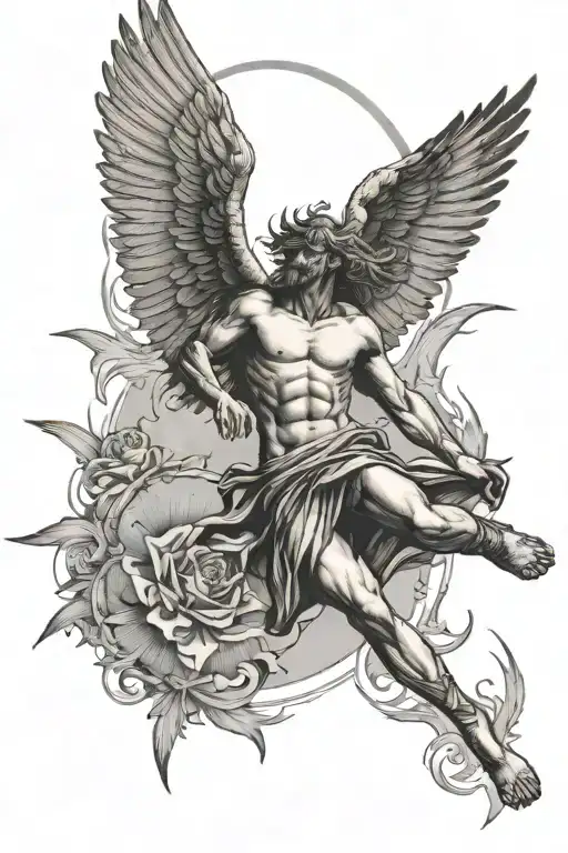 Icarus falling from the sun tattoo design idea