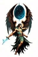 Archangel gabriel fighting tattoo design idea