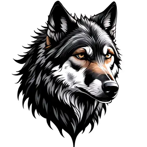 a Spanish catalina and a wolf with marked tattoo design idea