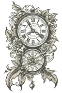 broken clock tattoo design idea