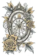 broken clock tattoo design idea