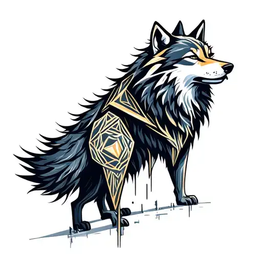 wolf reflected in evil and good tattoo design idea