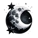 moon and stars tattoo design idea