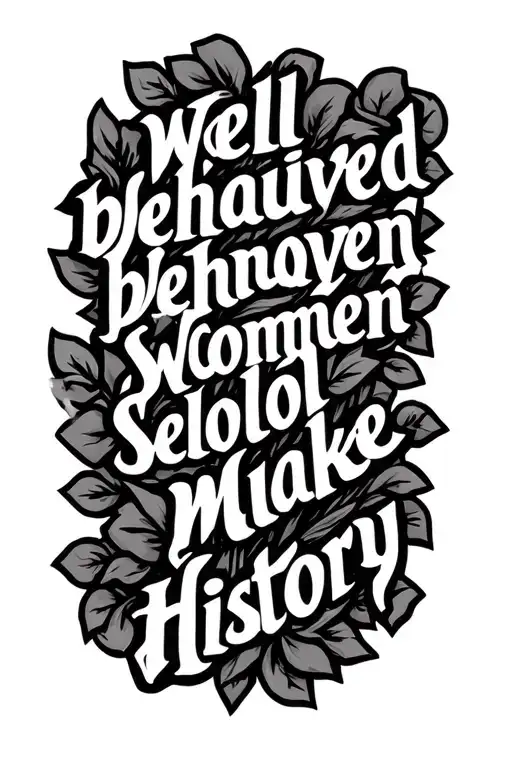 Long horizontal vine of words Well behavedwomen seldom make history tattoo design idea