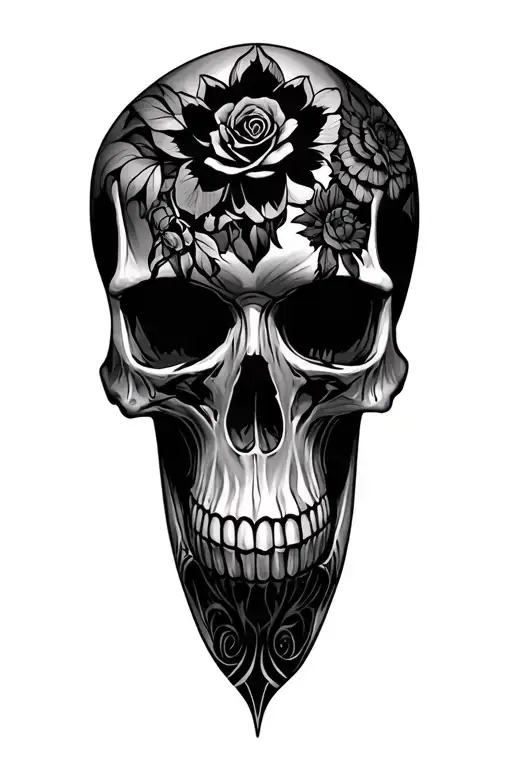 skulls facing each other tattoo design idea