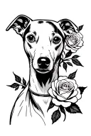 whippet with roses  tattoo design idea