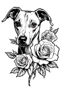 whippet with roses  tattoo design idea