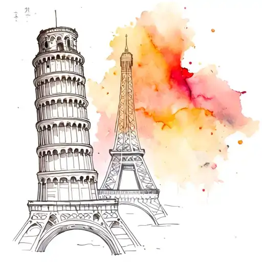 Eiffel Tower and the leaning tower of Pisa tattoo design idea