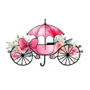 floral Scroll with hidden Mickey ears, Minnie bow, Mary Poppins umbrella, Cinderella's coach tattoo design idea