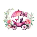 floral Scroll with hidden Mickey ears, Minnie bow, Mary Poppins umbrella, Cinderella's coach tattoo design idea