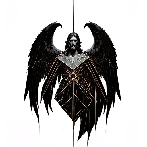 azrael male angel tattoo design idea