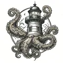 octopus lighthouse tattoo design idea