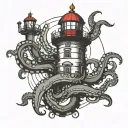 octopus lighthouse tattoo design idea