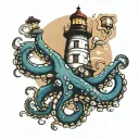 octopus lighthouse tattoo design idea