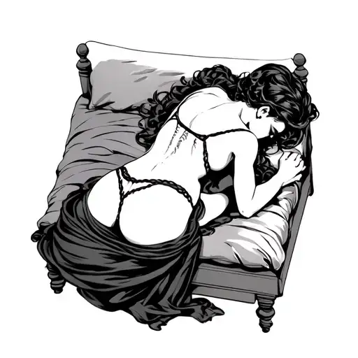 sexy bdsm woman tied to the bed tattoo design idea