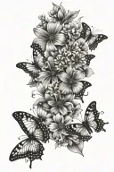 forget me not flowers butterflies rainbow tattoo design idea