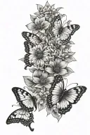 forget me not flowers butterflies rainbow tattoo design idea