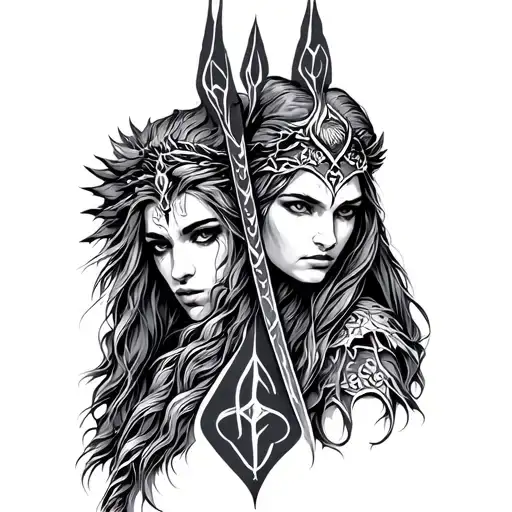 bjorn, Freya, Dangy in runes tattoo design idea