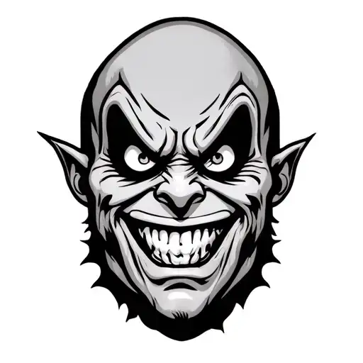 cartoon tattoo character with a evil smile face tattoo design idea