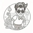 50s lol doll man, grease style tattoo design idea