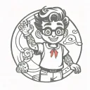 50s lol doll man, grease style tattoo design idea