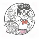 50s lol doll man, grease style tattoo design idea