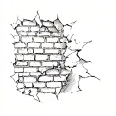 brick wall being torn tattoo design idea