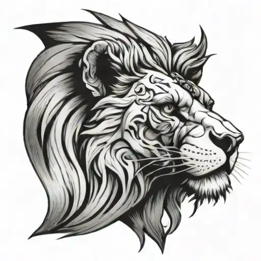 skull lion head tattoo design idea