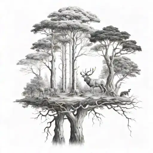 tree forest with animals and nature tattoo design tattoo design idea