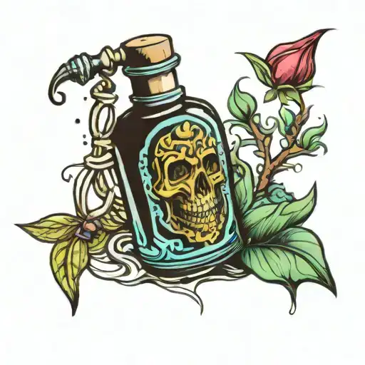 aqua tofana poison bottle tattoo design idea