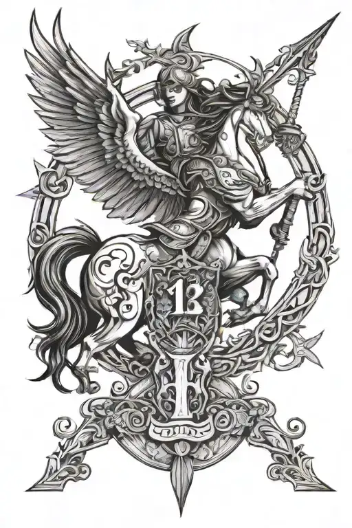 Sagittarius and number 12 tattoo design idea