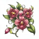 cattleya orchid blooming underwater tattoo design idea