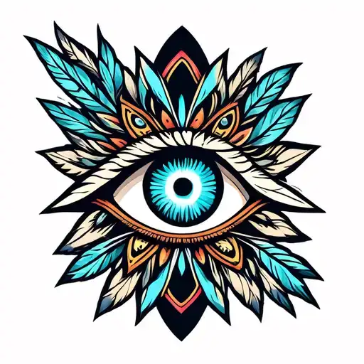 micmaq tribe, feathers,dreamcather, evil eye, family, god, 8 point star micmac tattoo design idea