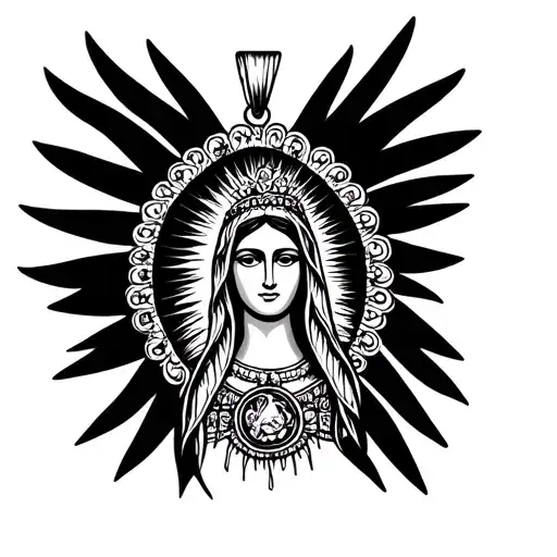 lady of Guadalupe pendent  tattoo design idea