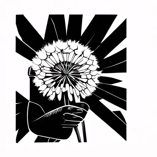 minion holdin small dandelion flower tattoo design idea