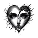 Broken Heart Face tattoo design idea