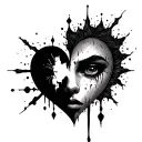Broken Heart Face tattoo design idea