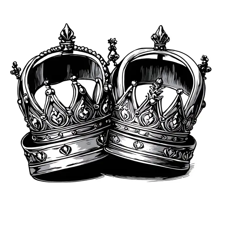 two princess crowns leaning on one another tattoo design idea