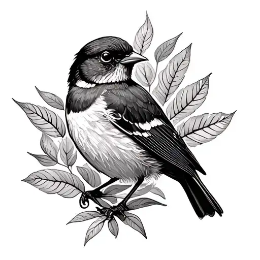 north american robin perched tattoo design idea