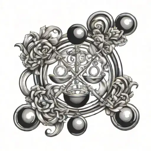 Libra and Pisces Zodiac symbol intertwined tattoo design idea