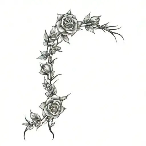 flowers, roses and thorns, long tattoo design tattoo design idea