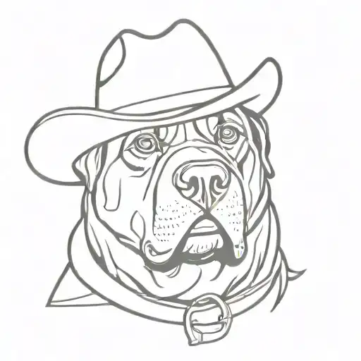 Rottweiler with cowboy hat written 300 tattoo design idea