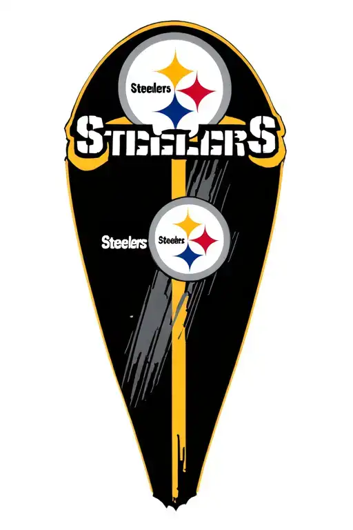 "STEELERS" Pittsburgh Steelers logo above vertical Steelers tattoo design idea