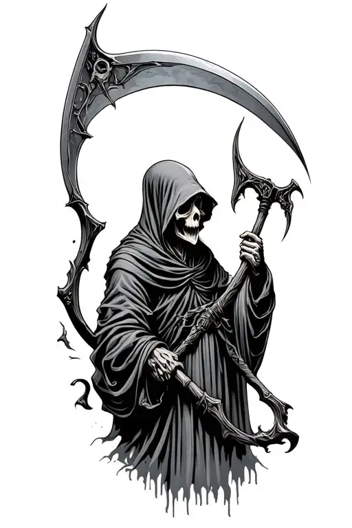 grim reaper holding a scythe fear death tattoo design idea
