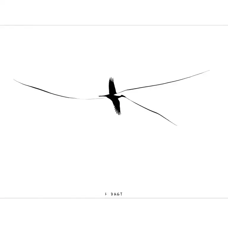crane flying tattoo design idea