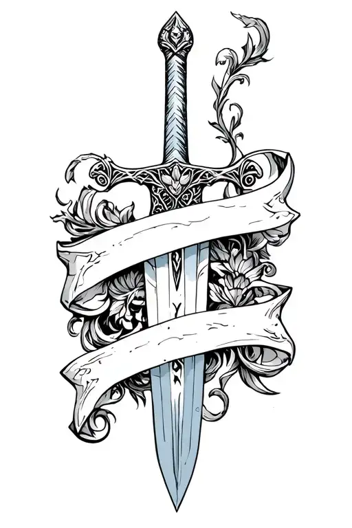 Sword with banner williams tattoo design idea