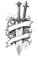 Sword with banner williams tattoo design idea