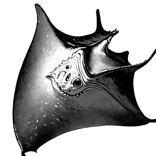 mandela manta ray swimming top view tattoo design idea